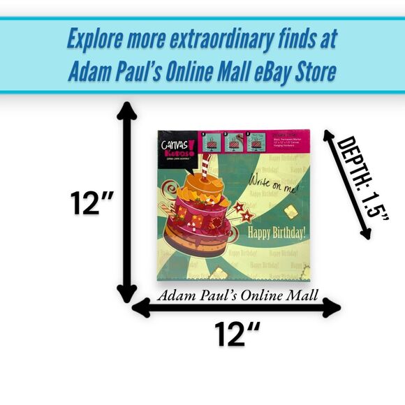 Canvas Kudos Happy Birthday Signable Canvas Wall Art Keepsake Gift 12x12x1.5" - Picture 3 of 13